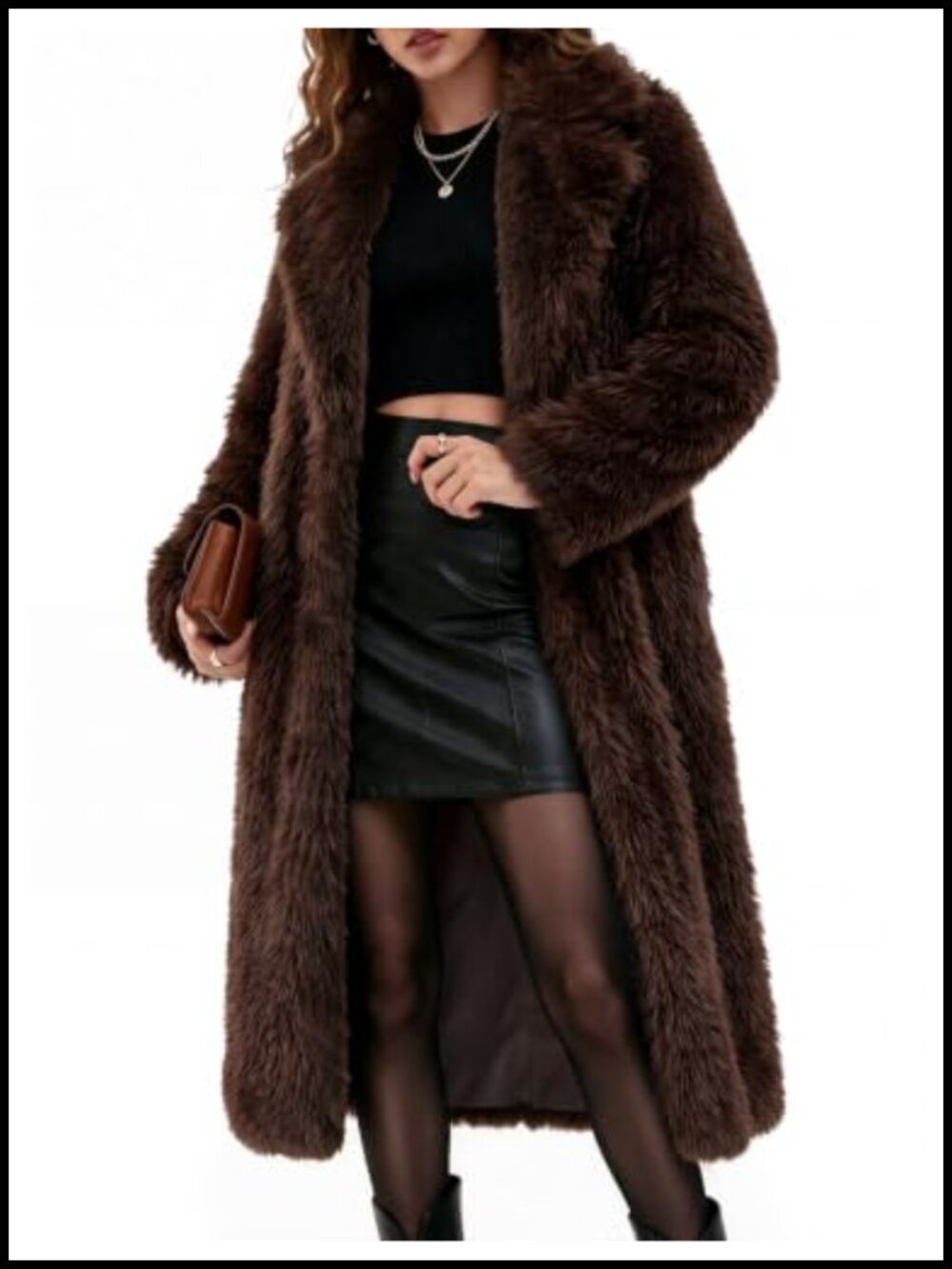 Long Faux Fur Coat Fluffy Shaggy Warm Winter Jacket Button